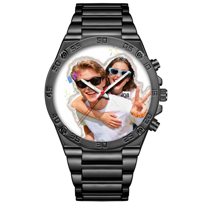Unique watches for men and women, custom photo watches for couples, personalized photo dials, free customization, anniversary gifts image 4
