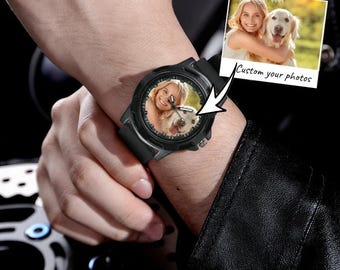 Unique gifts for your boyfriend, custom photo watches, personalized photo dial watches, Father's Day gifts, gifts for family and friends