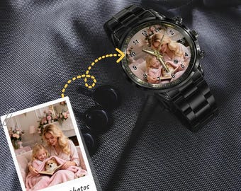 Fathers Day Gift Custom Photo Watch, Personalized Picture Watch for Dad Grandpa, Anniversary Gift for Husband, Birthday Present