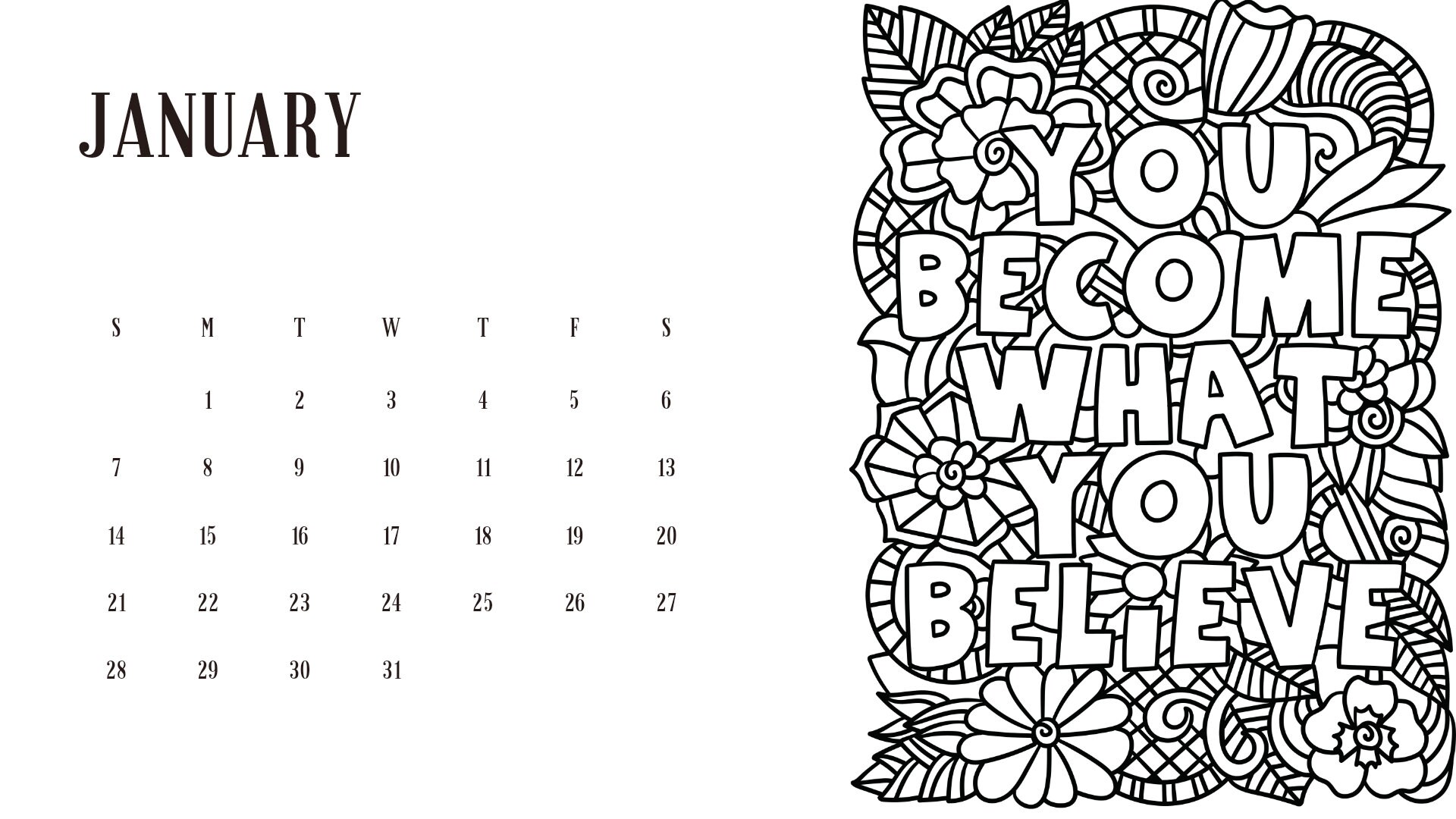 Calendar Coloring Sheet Printable - Etsy