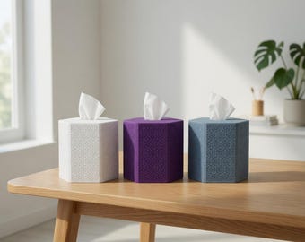 Diamond Lattice Hexagonal Tissue Box Holder | 3D Printed Modern Tissue Cover | Violet Blue Grey Marble White and More!