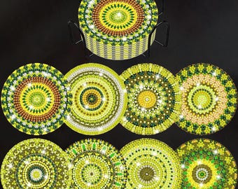 DIY Diamond Painting Coaster Set: Arabesque Mandala Art Kit