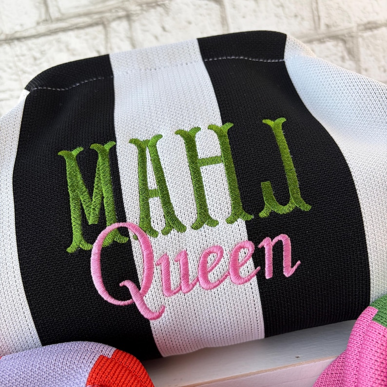Embroidered Mahjong Tile Bag, Personalized Mahjong Storage Pouch, Custom Mahjong Gift, Gift for friend, hostess Gift image 5