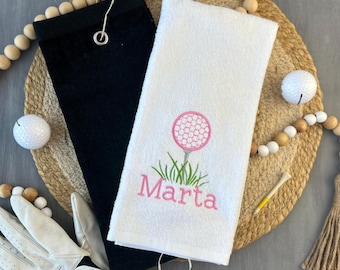 Personalized Golf Towel, Embroidered Name Golf Towel Accessory Gift for Dad, Grommeted Tri-fold Golf Towel, Golfer Gift Custom Golf Towel