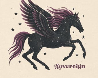 Pegasus silhouette with stars T-shirt | Flying Horse Tee