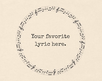 Personalizable Lyric Music Note T-shirt | Garment Dyed 100% Cotton