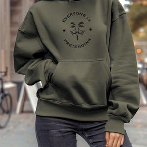 Anti Establishment Hoodie Guy Fawkes Mask | Funny Political Dark Humor Gift | Rebellion Graphic Hoodie | Truth Seeker Unisex image 5