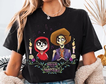 Disney Pixar Coco Miguel Hector Seize Your Moment T-shirt couleurs confort, WDW Parc à thème Epcot Magic Kingdom Disneyland T-shirt assorti pour la famille