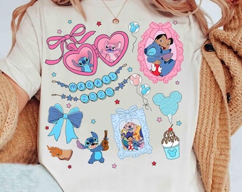 Camiseta personalizada de cumpleaños de Lilo y Stitch con colores cómodos, camiseta de cumpleaños personalizada de Disney, camiseta de viaje a Magic Kingdom Disneyland