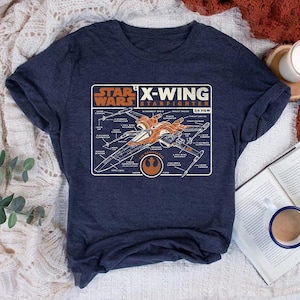 Star Wars The Rise Of Skywalker X-Wing Starfighter Schematic Comfort Colors T-Shirt, Galaxy&#39;s Edge Disneyland Family Matching Shirts