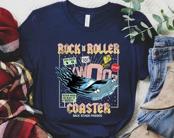 Vintage 90s Retro Disney Rock n Roller Coaster Comfort Colors T-Shirt, Hollywood Studios Magic Kingdom Disneyland Family Vacation Shirt