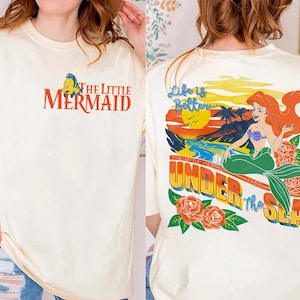 Two Sided Disney The Little Mermaid Life Is Better Under The Sea Comfort Colors Shirt, Princess Ariel Flounder Tee, Magic Kingdom Disneyland