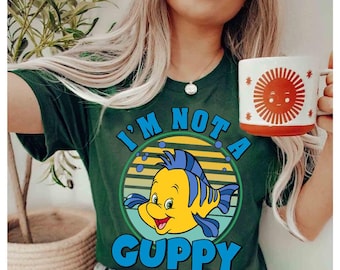 Disney The Little Mermaid Flounder The Fish I'm Not A Guppy Comfort Colors T-Shirt, Magic Kingdom Disneyland Family Matching Shirt