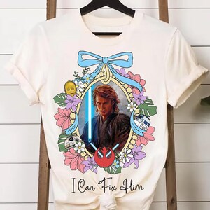 Star Wars Anakin Skywalker Floral Locket Comfort Colors T-Shirt, Star Wars Fans Gift, Darth Vader Tee, Galaxy&#39;s Edge Disneyland Trip Shirt