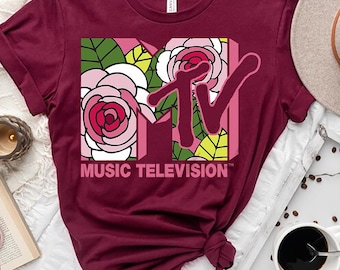 MTV Logo Roses Comfort Colors T-Shirt, Music Television I Want My MTV Tee, Music Fans Disneyland Vacation Shirt, Birthday Gift Tee