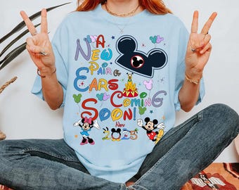 Personalized Disney Mickey Minnie A New Pair Of Ears Coming Soon Comfort Colors T-Shirt, Pregnancy Announcement Shirt, Gift for New Mom