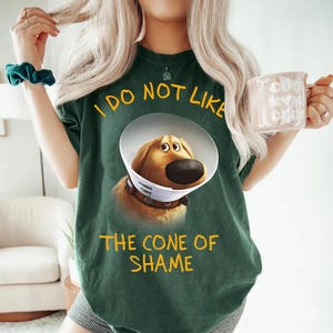 Disney Pixar Up Movie Cute Dog Dug and The Cone Of Shame Comfort Colors T-Shirt, Animal Kingdom Disneyland Family Matching Shirt