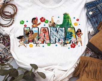 Aangepaste Disney Moana Family Matching Comfort Colors T-shirt, Moana Dad Mom Sis Bro Shirt, Mama Dada Tee, Kingdom Hall Disneyland Matching Tee