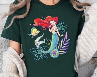 Disney die kleine Meerjungfrau Komfort Farben Shirt, Disney Prinzessin Ariel Shirt, Ariel und Flunder Shirt, Magic Kingdom Disneyland Reise T-Shirt