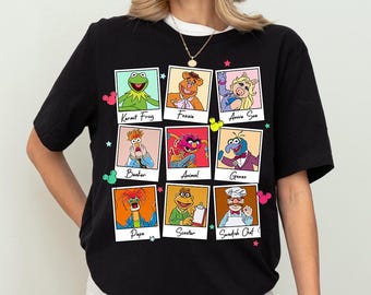 The Muppets Characters Polaroid Photo Balloon Comfort Colors T-Shirt, Muppets Kermit Fozzie Piggy Gonzo Beaker Tee, Disneyland Matching Tee