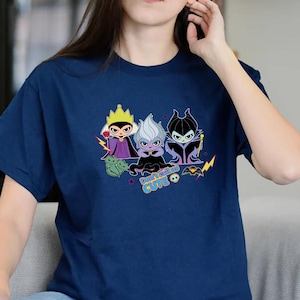 Disney Villains Chibi Evil Queen Ursula Maleficent Comfort Colors Shirt, Magic Kingdom Disneyland WDW Epcot Center Family Matching Tee