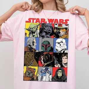 Retro Star Wars Comics Characters Comfort Colors T-Shirt, Darth Vader Stormtrooper Han Solo Tee, Galaxy&#39;s Edge Disneyland Matching Shirt