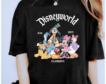 Camiseta Mickey y sus amigos de Disneyworld Florida (1971), colores cómodos, Magic Kingdom, camisetas Disney a juego, Mickey Mouse