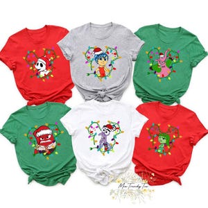 Camiseta navideña personalizada con personajes de Disney Inside Out para toda la familia, camiseta navideña personalizada con personajes de Disneyland, Mickey Very Merry Xmas
