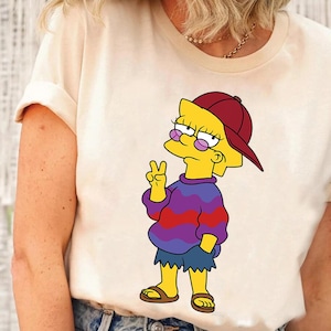 Camiseta de Lisa Simpson con colores cómodos, camiseta genial de Lisa Simpson, camiseta familiar a juego, camiseta de Los Simpson, familia Simpson