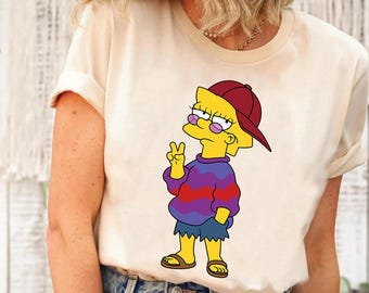Camiseta de Lisa Simpson con colores cómodos, camiseta genial de Lisa Simpson, camiseta familiar a juego, camiseta de Los Simpson, familia Simpson