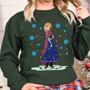 Princess Anna Christmas Light Snowflake Comfort Colors Shirt, Disney Princesses Frozen Movie Shirt, Magic Kingdom Disneyland Shirt
