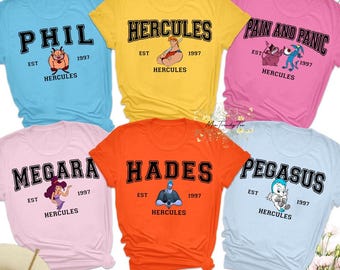 Disney Hercules Character Comfort Colors T-Shirt, Hercules Megara Diva The Muses Hades Tee, Magic Kingdom Disneyland Family Matching Shirt