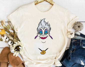 Disney Villains Ursula Head Shot The Little Mermaid Comfort Colors Shirt, Magic Kingdom Disneyland Family Vacation Shirt, Birthday Gift Tee