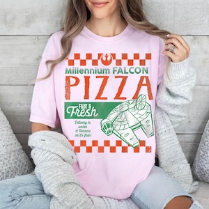 Koszulka Star Wars Millennium Falcon Pizza Fast & Fresh Premium Comfort Colors, koszulka Retro Star Wars, pasująca koszulka Galaxy's Edge Disneyland