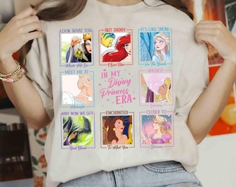 Camiseta retro de la gira de la época de las princesas Disney, colores cómodos, camiseta de la época de mis princesas, camiseta a juego de las princesas Disney, Reino Mágico, Disneyland