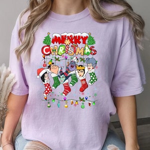 Disney Bösewichte Frohe Weihnachten Socken Komfort Farben Shirt, Ursula Cruella Böse Königin Maleficent, Mickey Very Merry Xmas Disneyland Shirt
