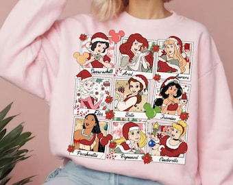 Disney Princesses Santa Costume Christmas Comfort Colors Shirt, Disney Princess Xmas Magic Kingdom Disneyland Family Vacation Tee