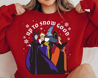 Disney Villains Up To Snow Good Christmas Comfort kleuren shirt, Maleficent Evil Queen Hades Jafar, Magic Kingdom Disneyland Family Xmas Tee