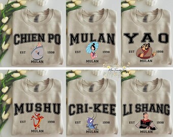 Camiseta de colores cómodos con el personaje Mulan de Disney, camiseta de princesa guerrera, camiseta de Mushu Crikee, camiseta de viaje a Disneyland Magic Kingdom, camiseta de regalo de cumpleaños
