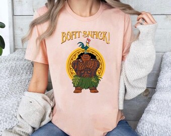 Camiseta retro con diseño divertido de Moana de Disney y Maui y Hei Hei Boat Snack, camiseta a juego con cerdito Pua de Moana de Disney, camiseta Magic Kingdom Disneyland