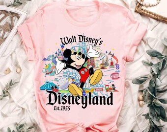 Retro Walt Disney's Disneyland Mickey Mouse Comfort Colors T-Shirt, Vintage Mickey Disneyland Est 1955, Magic Kingdom WDW Trip Matching Tee