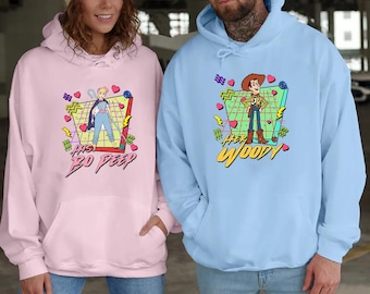 Custom Comfort Colors Disney Pixar Toy Story Her Woody His Bo Peep Couple Shirts, WDW Epcot Magic Kingdom Disneyland Couple Matching Tee