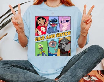 Disney Lilo & Stitch Group Characters Comfort Colors T-Shirt, Magic Kingdom Disneyland Family Vacation Shirt, Birthday Gift Tee