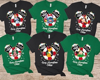 Custom Disney Very Merrytime Cruises 2024 Comfort Colors Shirt, Disney Characters Mickey Ears Christmas Shirt, Mickey&#39;s Very Merry Xmas