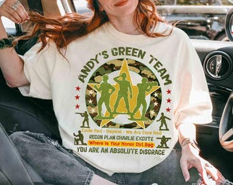 Disney Pixar Toy Story Andy's Green Team T-shirt comfort kleuren, herenshirt groen leger, WDW Magic Kingdom Disneyland Family Matching-shirt