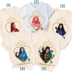 Personalisiertes Disney Nachkommen 4 Geburtstagskind Komfort Farben T-Shirt, Disney Familie Passendes T-Shirt, Disneyland Geburtstag Passendes Shirt