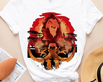 Camiseta de colores cómodos de los villanos de Disney, El Rey León, Scar y las hienas, camiseta de los personajes de El Rey León, camiseta de Magic Kingdom Disneyland