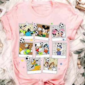 Disney Mickey & Friends Soccer Polaroid Comfort Colors T-Shirt, Disney Soccer Team Shirt, Disney Sports Shirt, Disney Trip Matching Shirt