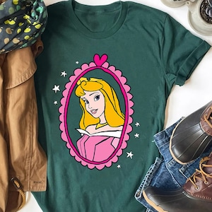 Camiseta con retrato de la princesa Aurora de Disney, camiseta de colores cómodos, camiseta de La Bella Durmiente, camiseta de vacaciones en Disneyland Magic Kingdom, camiseta de regalo de cumpleaños