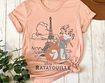 Ratatouille Remy & Emile Hug Paris comfort kleuren shirt, schattige kleine chef-kok Rat Gang shirt, iedereen kan koken T-shirt, Magic Kingdom Disneyland T-shirt